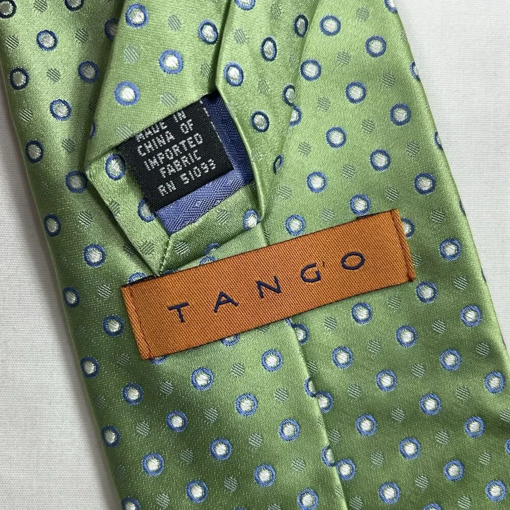 Tango Silk Necktie Green Blue Polka Dot Business Career 59